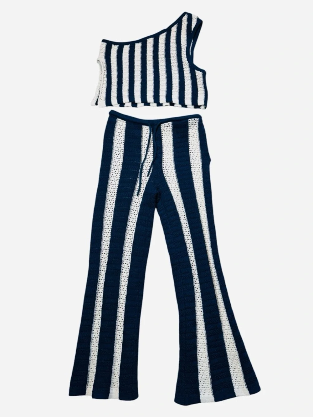 New Free People Joan Fauxchet Top Pants Set In Navy Combo Size XS